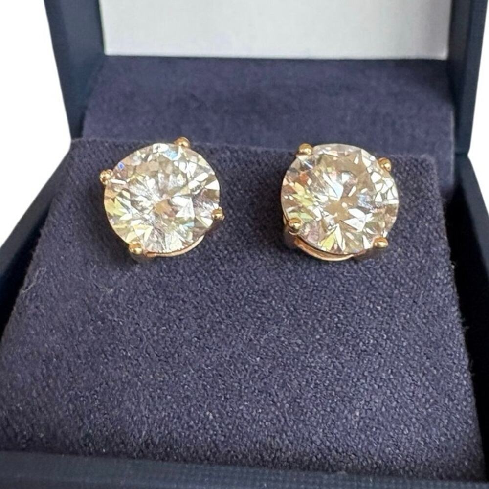 6 Carat Total Weight Lab Grown Diamond Stud Earrings 14k Gold VVS2 Screw Back